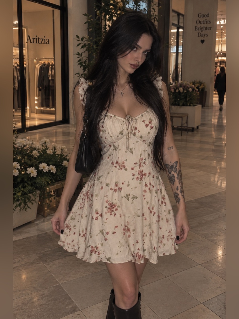 Arizona Jean Co Floral Tie-Front Essential Stylish Mini Dress- Women’s